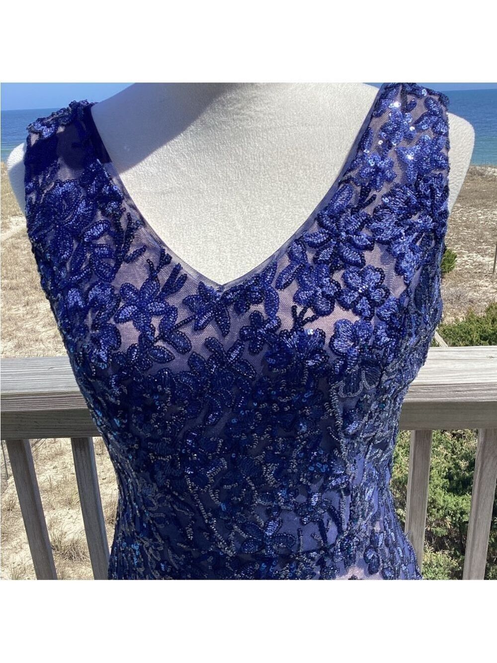 Alex Evenings Navy Sequin Maxi Dress - Picture 11 of 13
